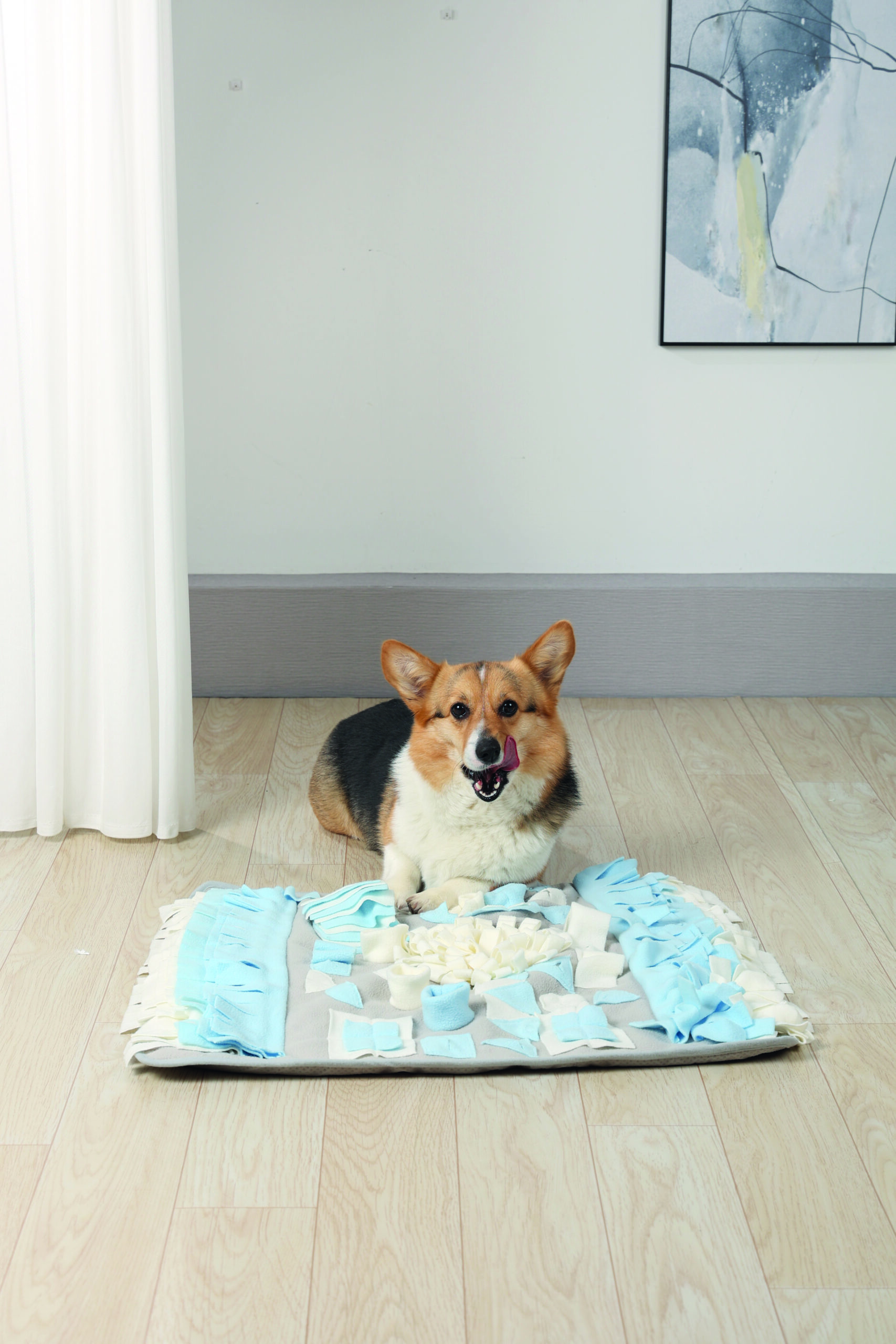 M-PETS_10505999_STRATEGE Snuffle Mat Blue with dog2