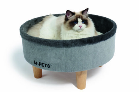 M-PETS_20302999_ROUND Elevated Cat Bed with cat
